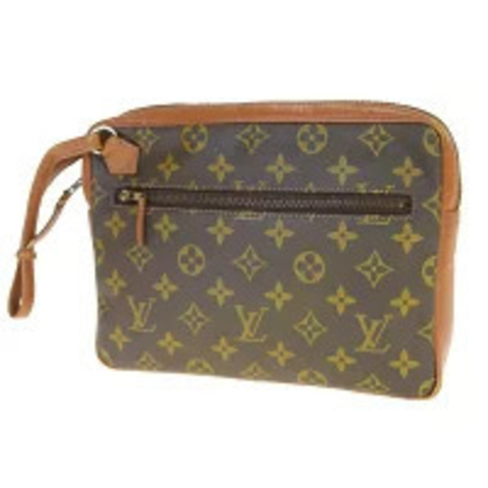 Louis Vuitton Monogram Clutch Bag Canvas Leather Brown